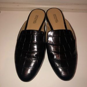 Michael Kors Natasha Croc Embossed Mules /Slides